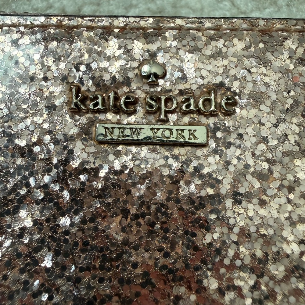 kate spade Rose Gold Glitter Zip Wallet - Picture 3 of 8